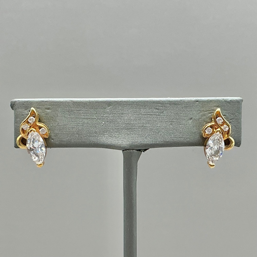Marquise Cut Cubic Zirconia Stud Earring Women Gold Tone Fashion Costume Jewelry